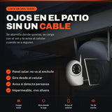 Ojos en el patio sin un cable. Se atornilla donde quieras, se carga con el sol y te avisa al celular cuando ve a alguien.