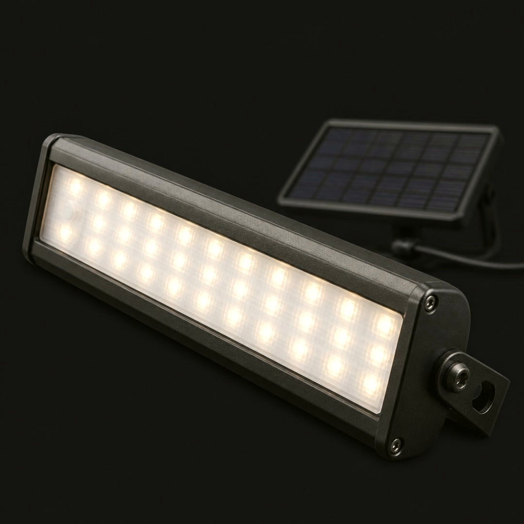 Foco solar LED de 2.000 lúmenes con panel solar separado y control remoto