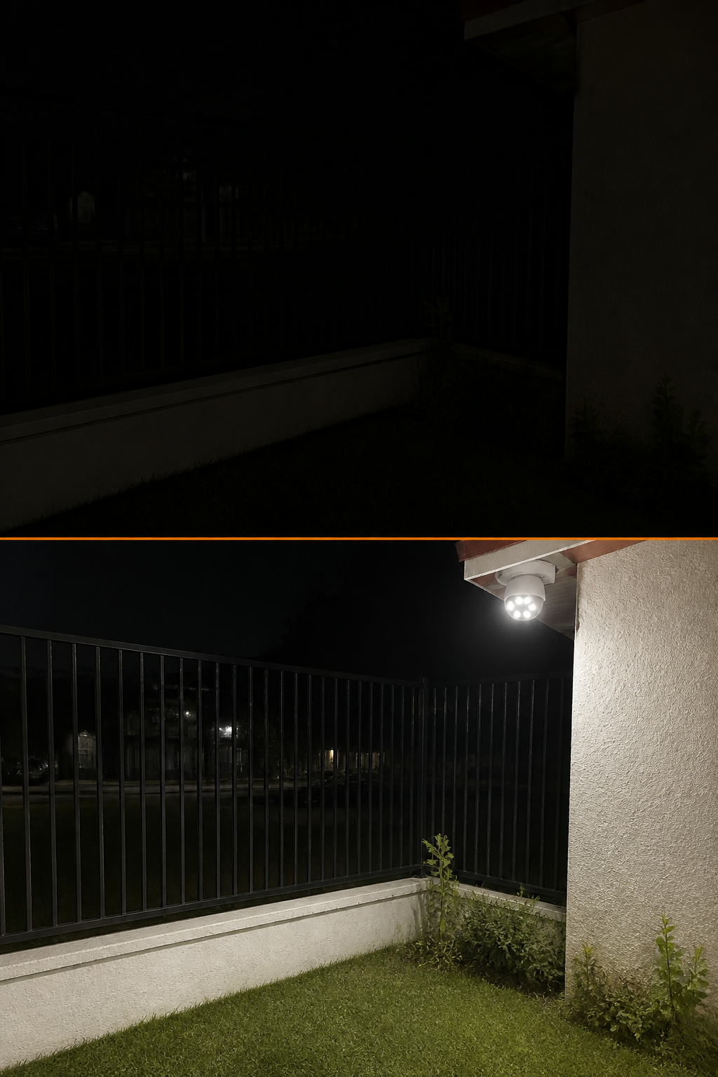 El mismo espacio de noche, antes y después