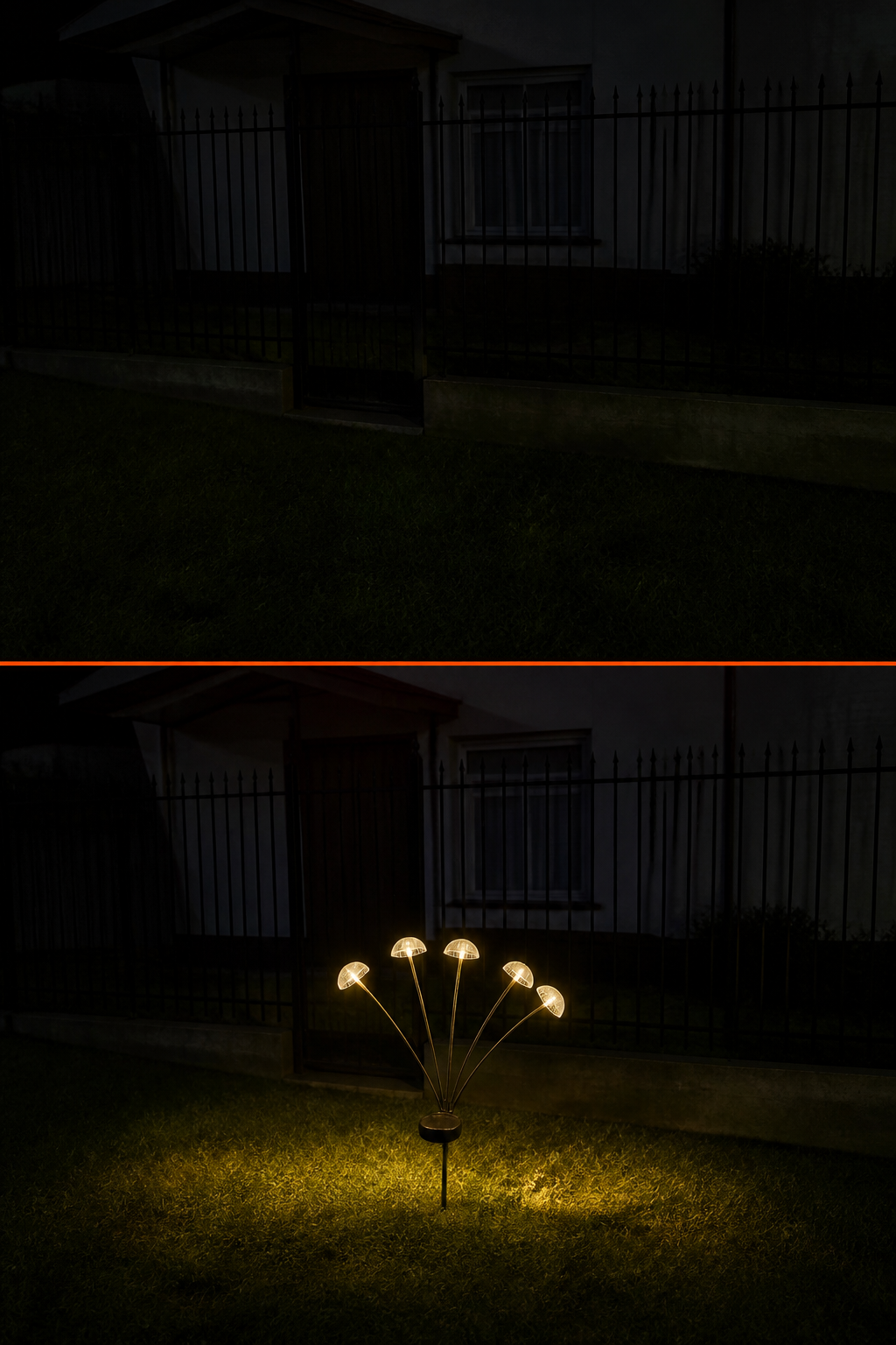 El mismo espacio de noche, antes y después
