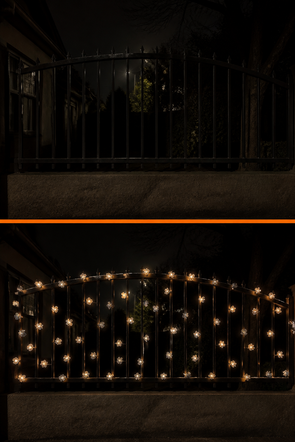 El mismo espacio de noche, antes y después